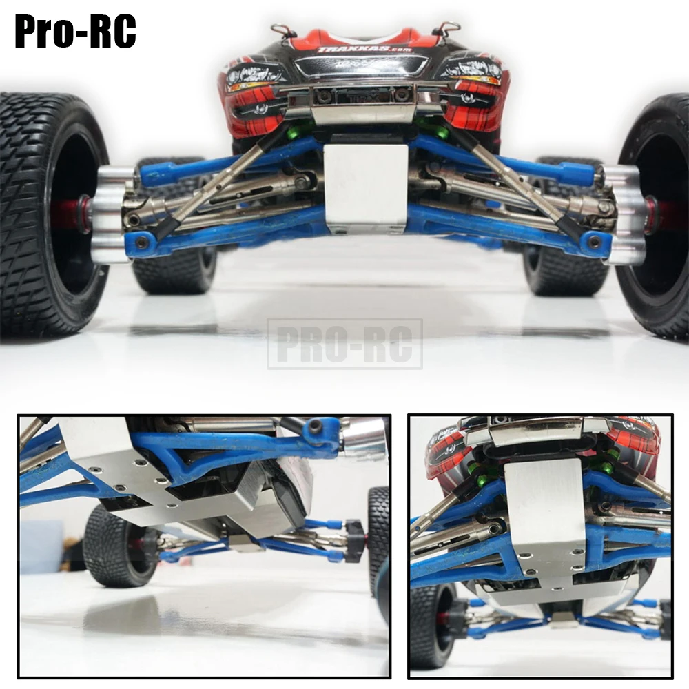 4 pçs de aço inoxidável corpo skid placa totalmente protetor para carro rc 1/16 traxxas mini e revo cimeira 1:16 barra vxl atualizar peças