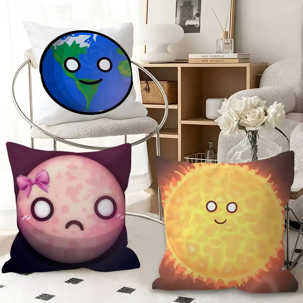 1pc Cartoon Solar Balls Pillow Case Fashion Square Pillowcase Bedroom Sofa Room Ins Decoration Leisure