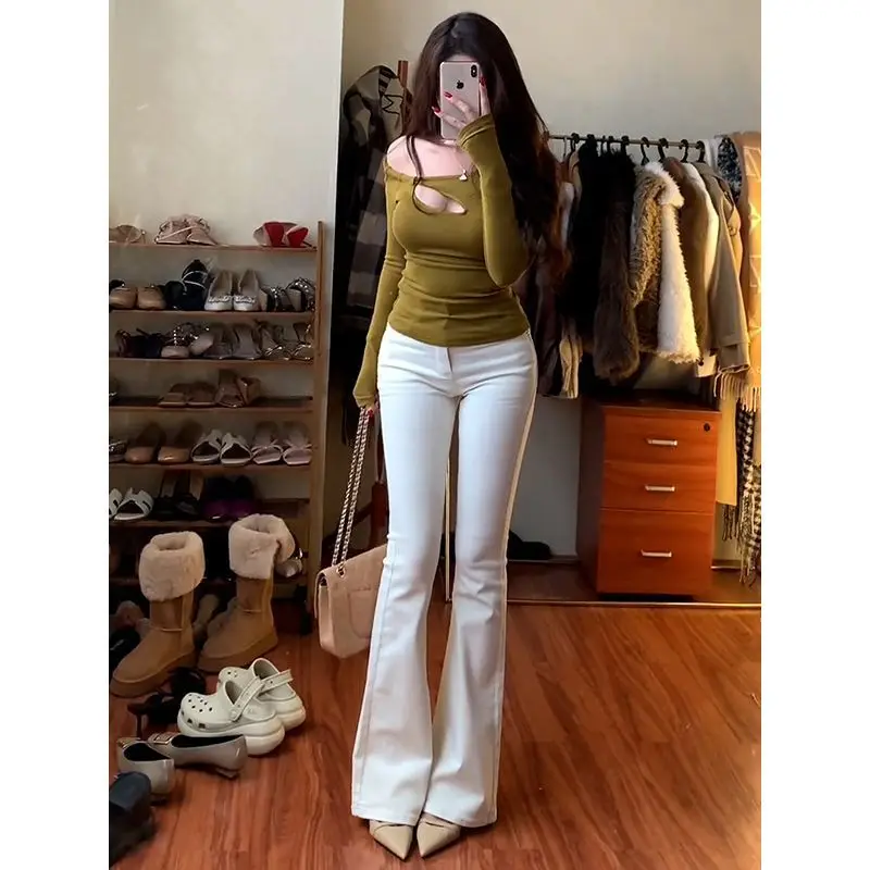 

Micro Flared Jeans Women Slim Fit Versatile High Waist Horseshoe Pants