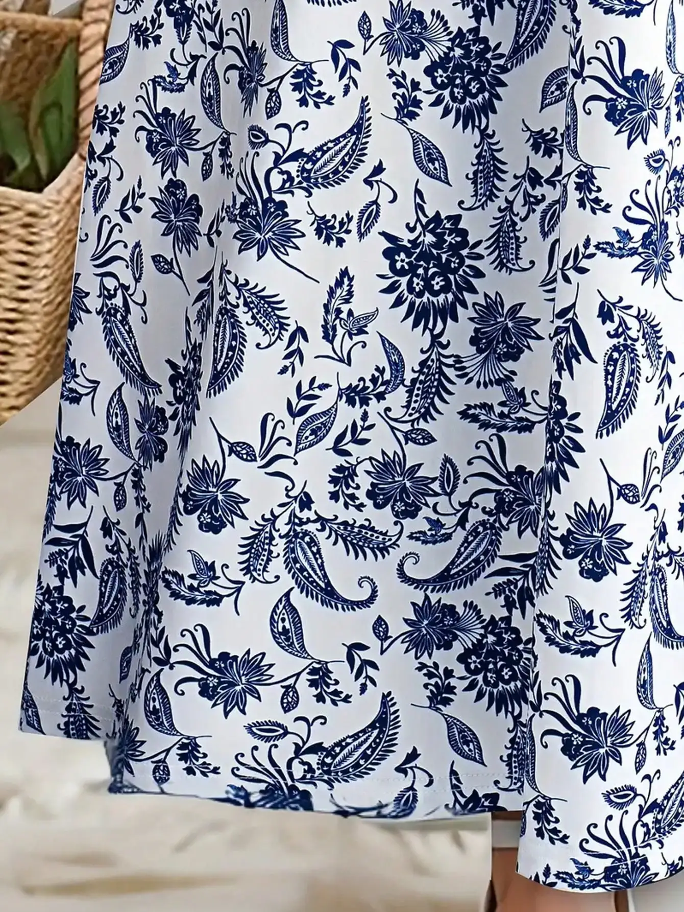 Mädchenkleid im Bohemian-Stil mit Paisley-Muster, Kurzarm, Mittellang, Lässiges Sommerkleid, Urlaubsgeschenk 2026 – Detail 6
