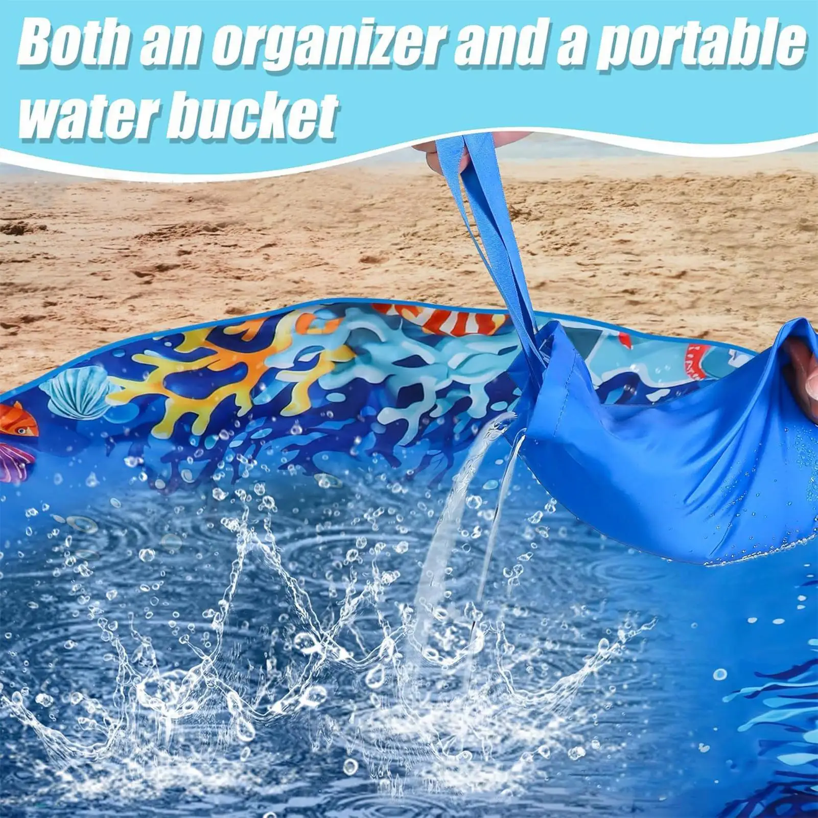 

Beach Kiddie Pool Beach Blanket Paddling Pool with Carrying Bag Waterproof Summer Outdoor Water Play Toy for Picnic Travel