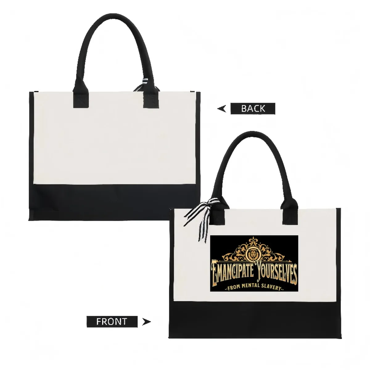 Emanciparse De La Esclavitud Mental 2026 وصل حديثًا حقيبة حمل عصرية واسعة وقابلة لإعادة الاستخدام بنمط طباعة 2 نغمة ثقيلة