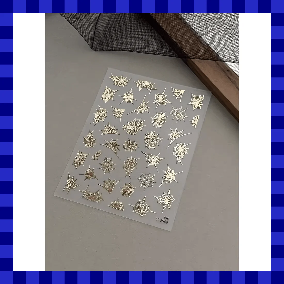 3D Spiderweb Nail Stickers, Gothic Gold Self-Adhesive Nail Art Decorations