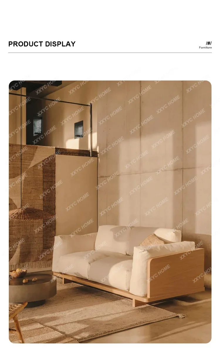 XX Three-Seat Fabric Sofa  Simple  Style Log Quiet Style Living Room Light Luxury