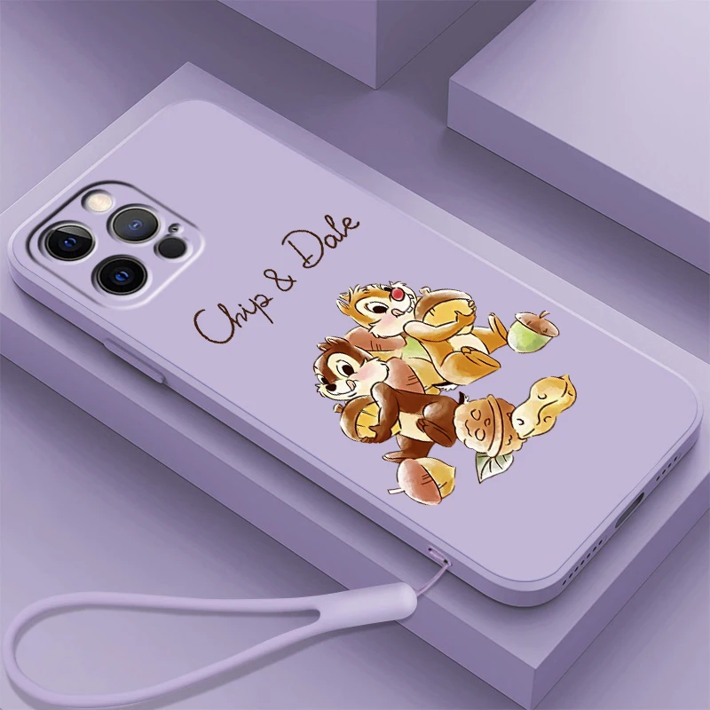 

Disney Chip And Dale Art Liquid Rope For Apple iPhone 15 14 13 12 11 XS XR X 8 7 SE Pro Max Plus Mini Cover Phone Case