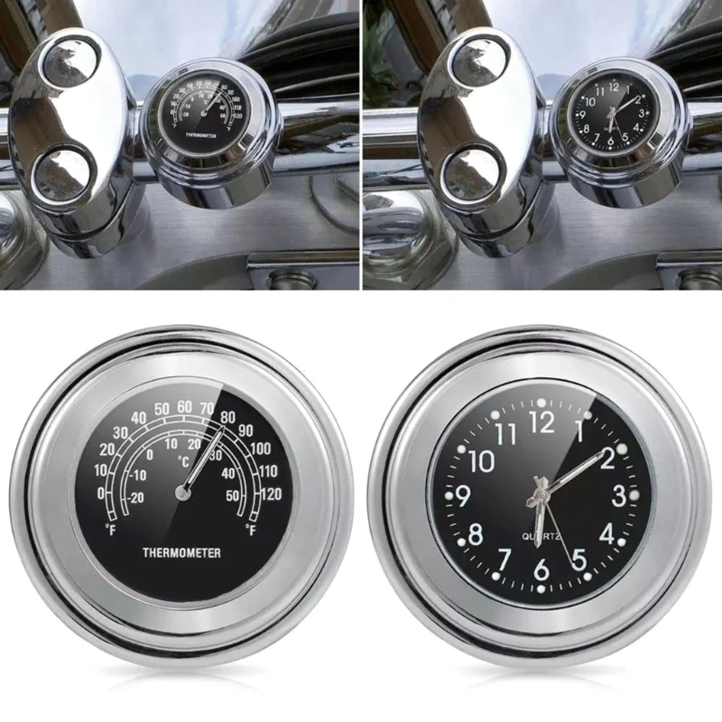 

Universal Thermometer Clock Motorcycles Waterproof Handlebar Mount Watch Temp