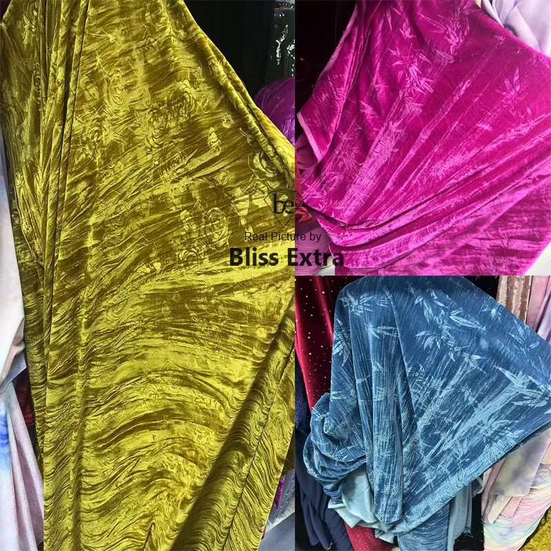 

Корейская велюровая ткань с цветочным принтом | Мягкий переработанный бархат | Материал женского платья шириной (59 дюймов)