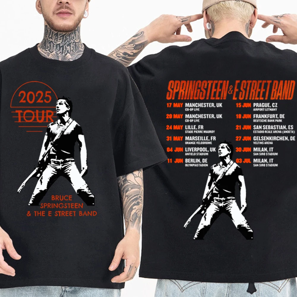 Футболка Брюса Спрингстин и E Street 2025 Tour, повседневная рубашка в стиле Харадзюку с круглым вырезом, подарок