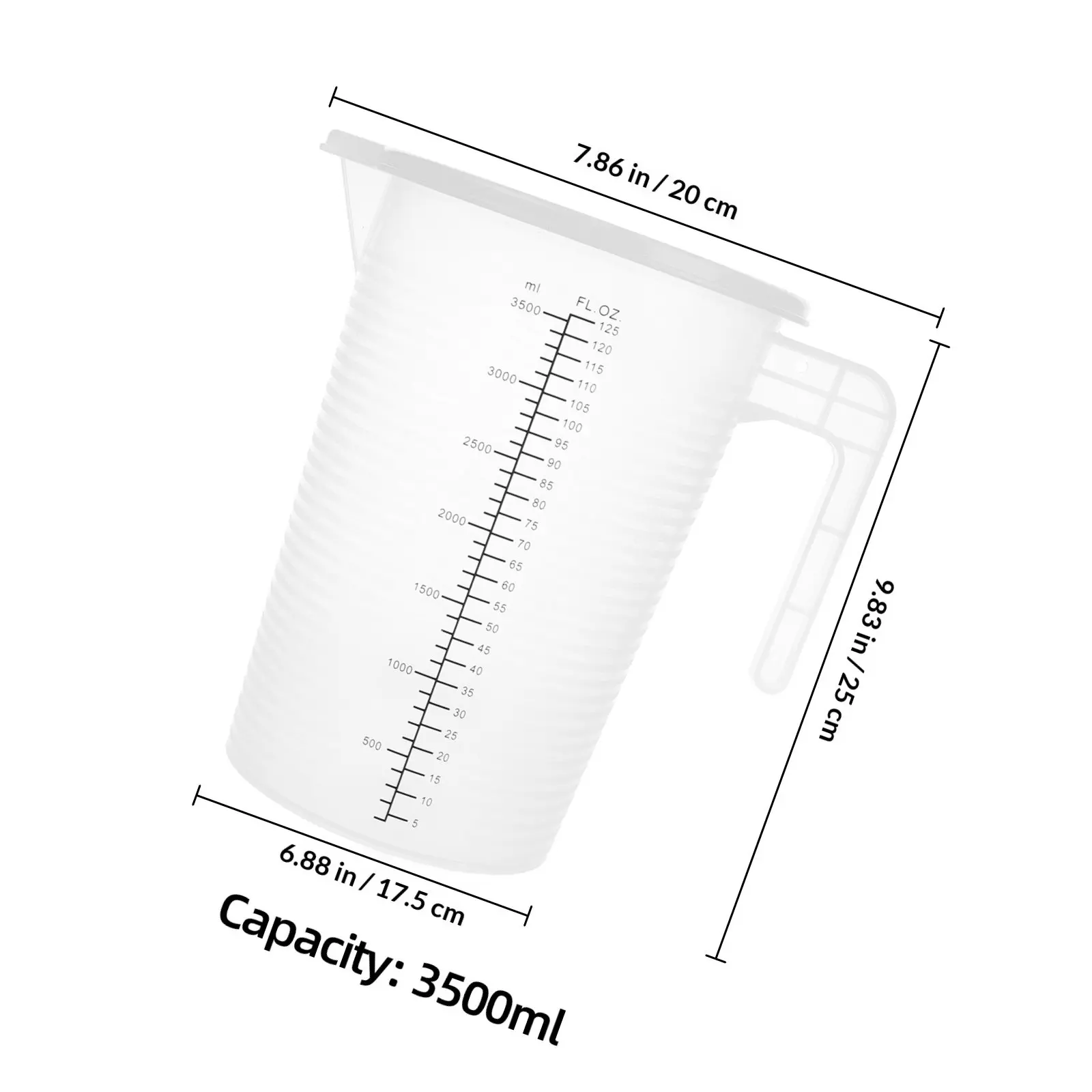 3500ml Plastic Measuring Cup with Accurate Scale for Motor Oil Transmission Fluid Kitchen Garage