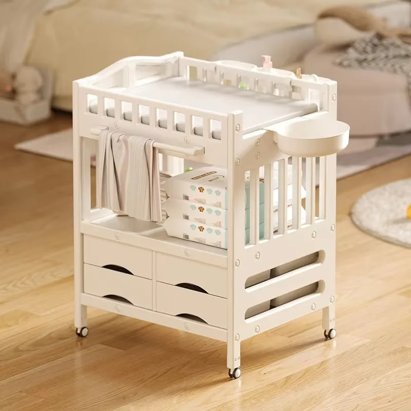 Deluxe storage basket care diaper table multifunctional baby changing table with bathtub thickened baby changing table