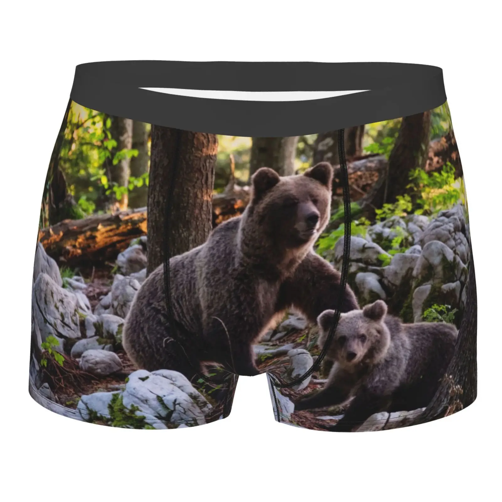 Bears in Natural Scenery Print Men Underwear Boxers Men's Novelty Underpant Breathable Printed Male Underpants Man Boxer Briefs