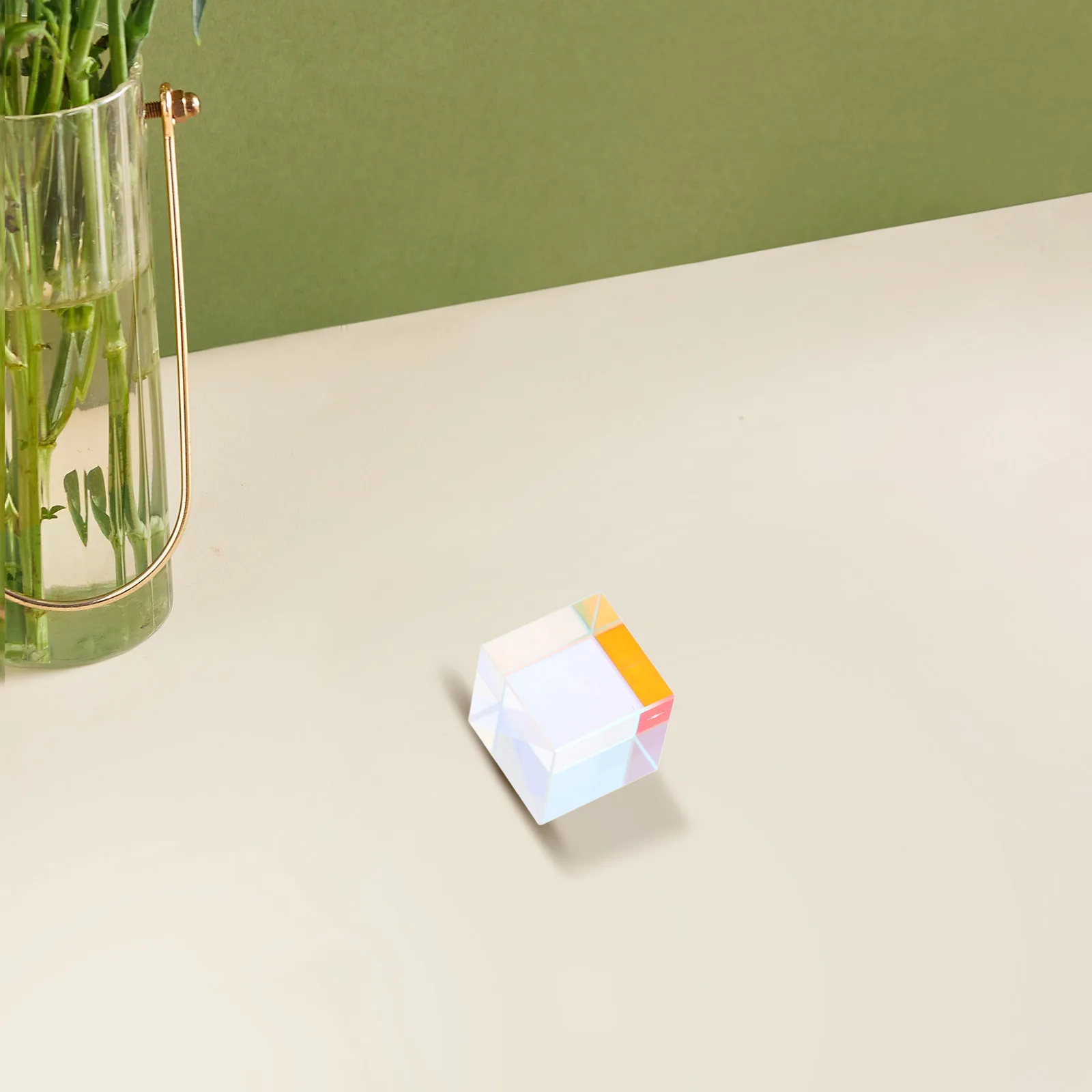 Clear Glass Prism Cube for Light Dispersion Experiments Physics Teaching Aid for Refraction Demonstration Home School and