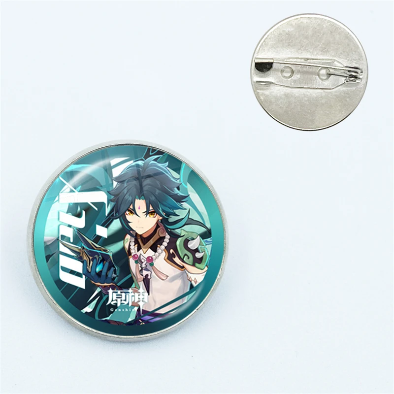 Anime Game Genshin Impact Anime Glass Badge Brooch Pin Cosplay Badge Accessories for Clothes Backpack Decoration Brooch Gift