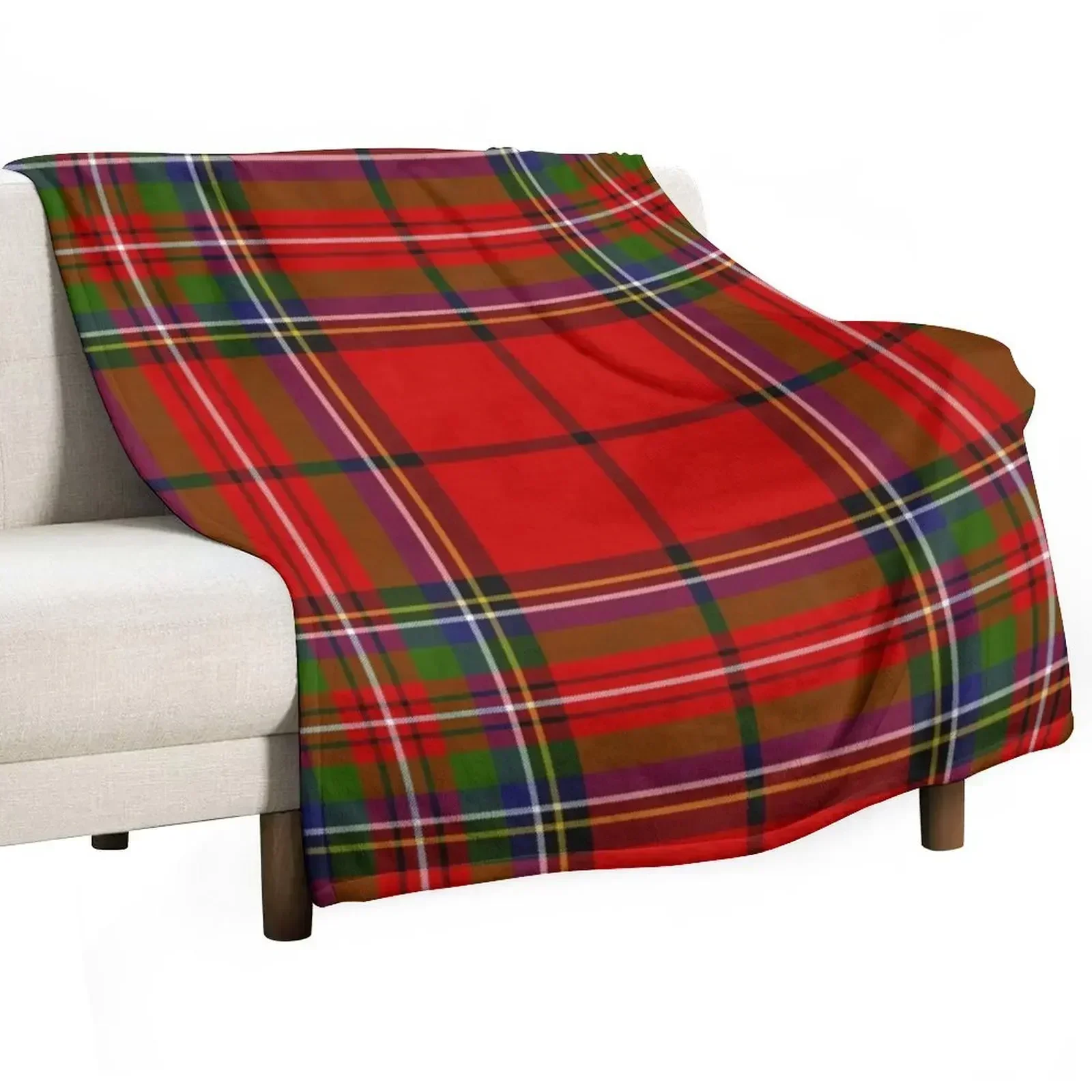 Red Plaid Royal Stewart of Galloway Tartan High Resolution 300 DPI Throw Blanket Fade Resistant Durable Throw Blanket