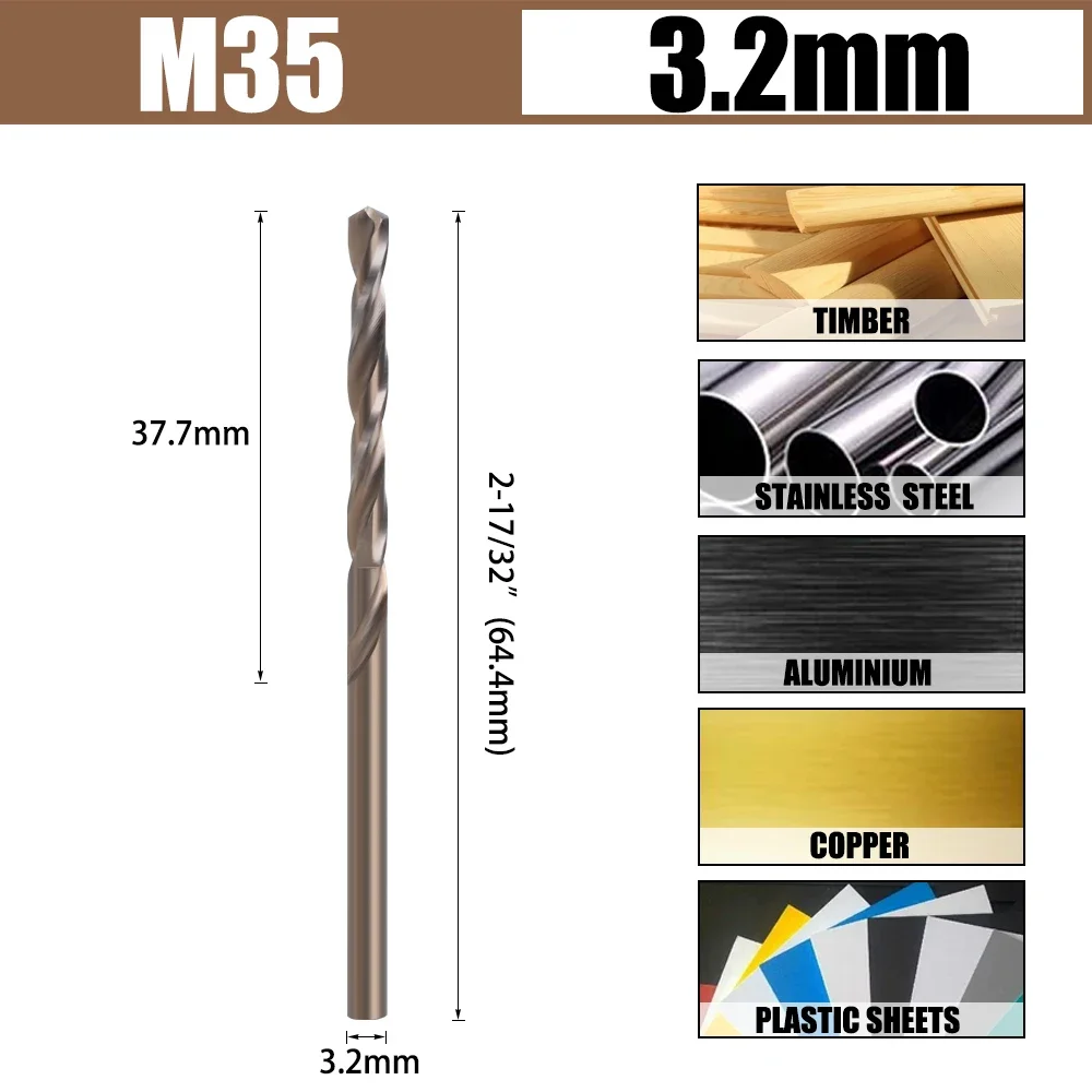 LAVIE HSS M35 Kobalt-Spiralbohrer 1-5mm, Vollgeschliffener Superharter Hochgeschwindigkeitsstahl-Set für Holz, Metall, Edelstahl – Detail 8