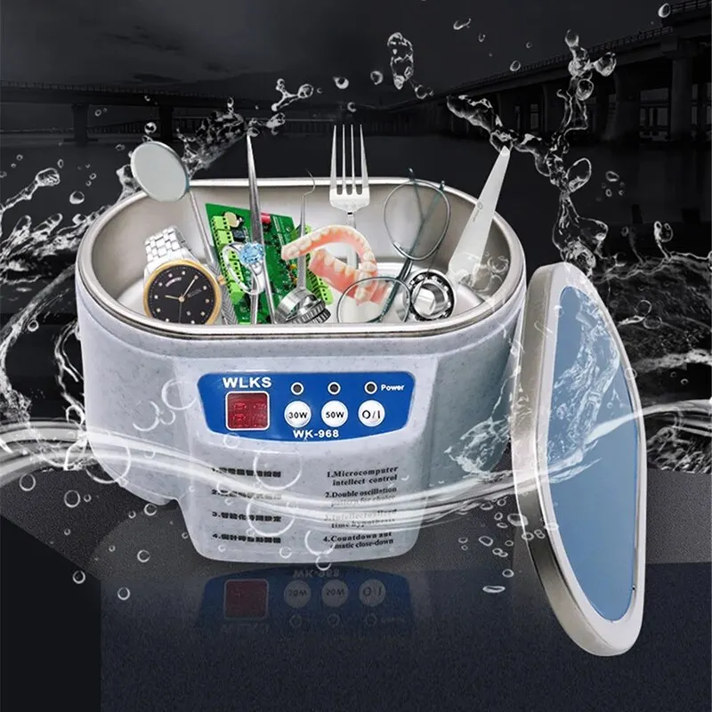 Ultrasonic Cleaner 30/50W Sonicator Bath 40Khz Degas For Watches Contact Lens Glasses Denture Teeth Electric Makeup Razor-US PLU