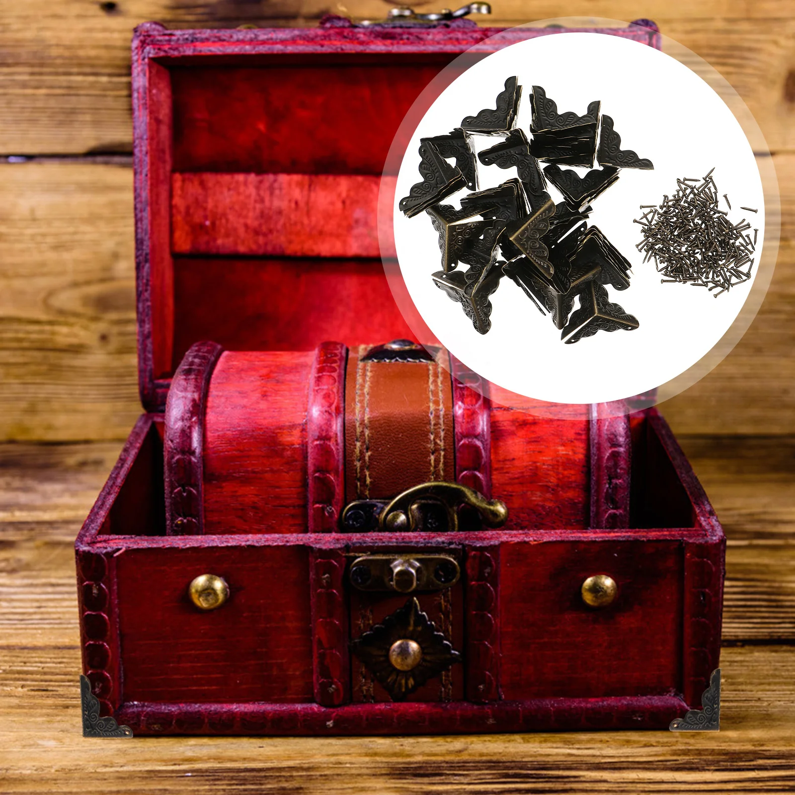 

36Pcs Corner Guard for Boxes Iron Protectors Finish Bronze Decor Heavy Duty Box Edge Reinforcement Hardware Fitting Kit