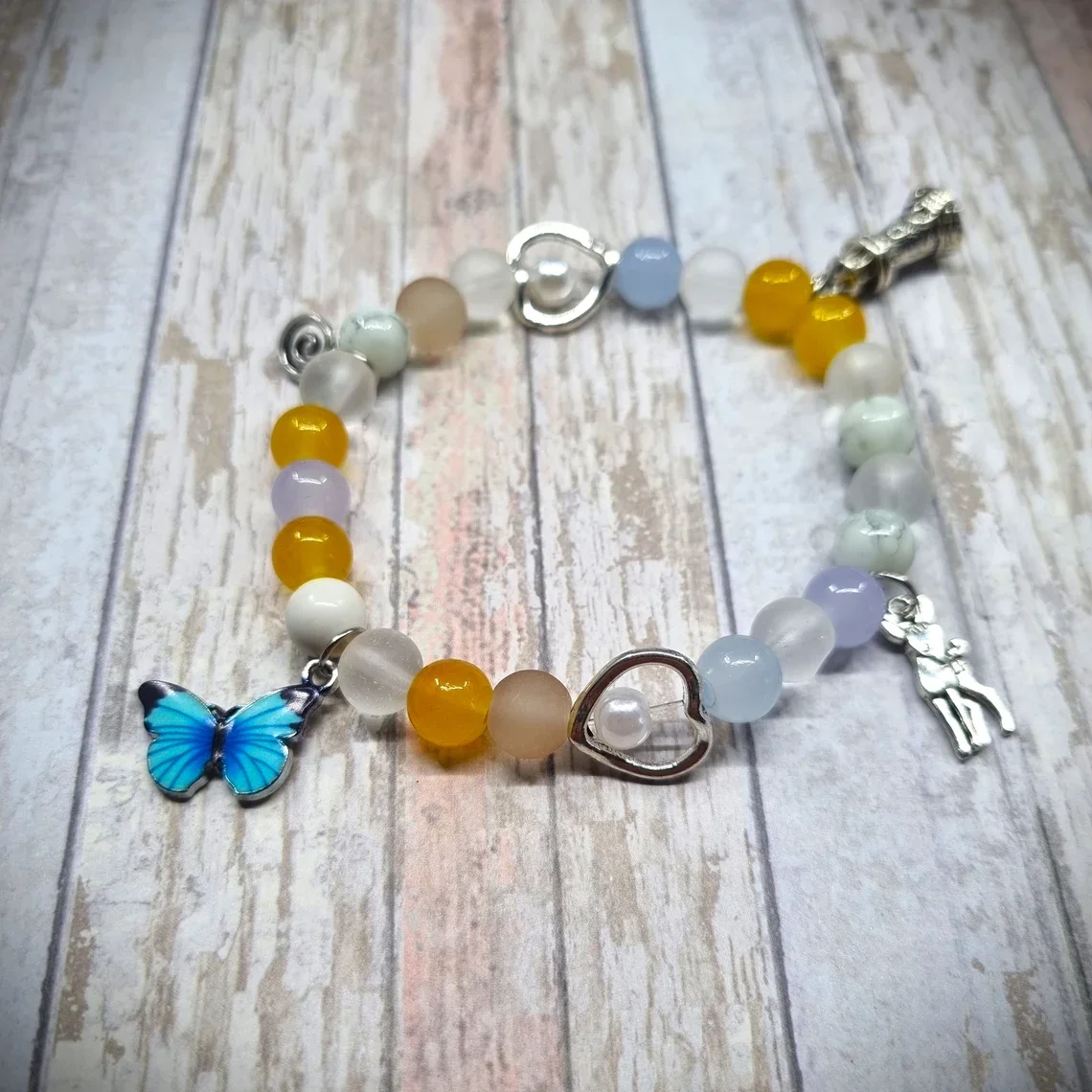 Life Is Strange Inspired Bracelet, Elasticated, Glass Beads, Metal Charms