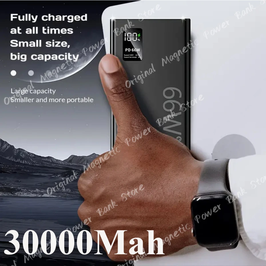 

Power Bank 30000mAh PD 66W Fast Charging Powerbank Portable Charger External Battery Pack For iPhone 16 15 Huawei Xiaomi Samsung