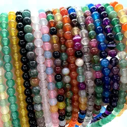 Natural Stone Beads Multicolor Agates Crystal Glass For DIY Women Bracelet Necklace Jewelry Making  Accessories 4/6/8/10MM 15''