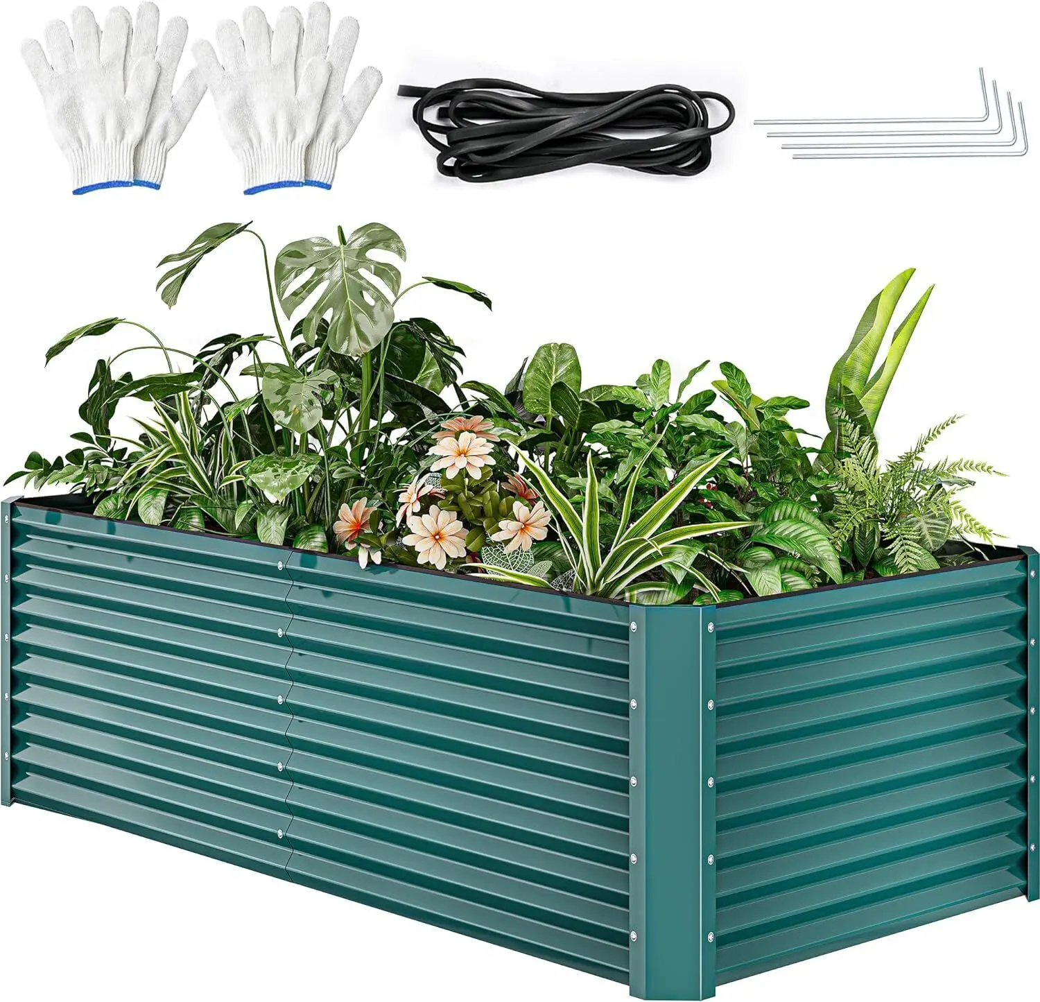 

8x4x2ft Galvanized Raised Garden Bed kit Garden Planter Box Flower Vegetable