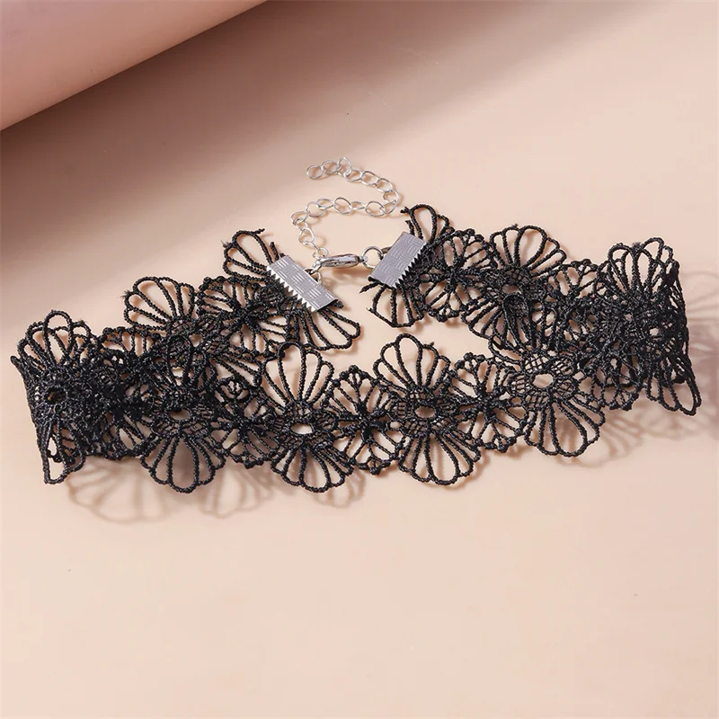 Aihua Gothic Kurze Spitzen-Choker-Halskette für Frauen und Mädchen, Schwarz, Modische Romantische Halskette, Geschenk für Partys, Großhandel Halskette – Detail 18