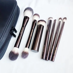 Hourglass Makeup Brushes Set VEGAN Travel Set with a pouch Soft Synthetic Hair Metal Handle Deluxe Cosmetics Brush Kit