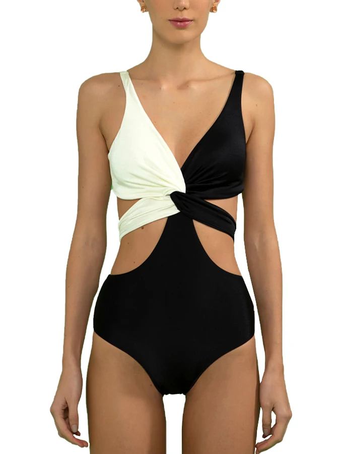 Deep V Colorblock Beachwear 2023 Women's Fashion Swimwear Summer One Piece Swimsuits And Cover Up Beach Style Bathing Suits Sexy