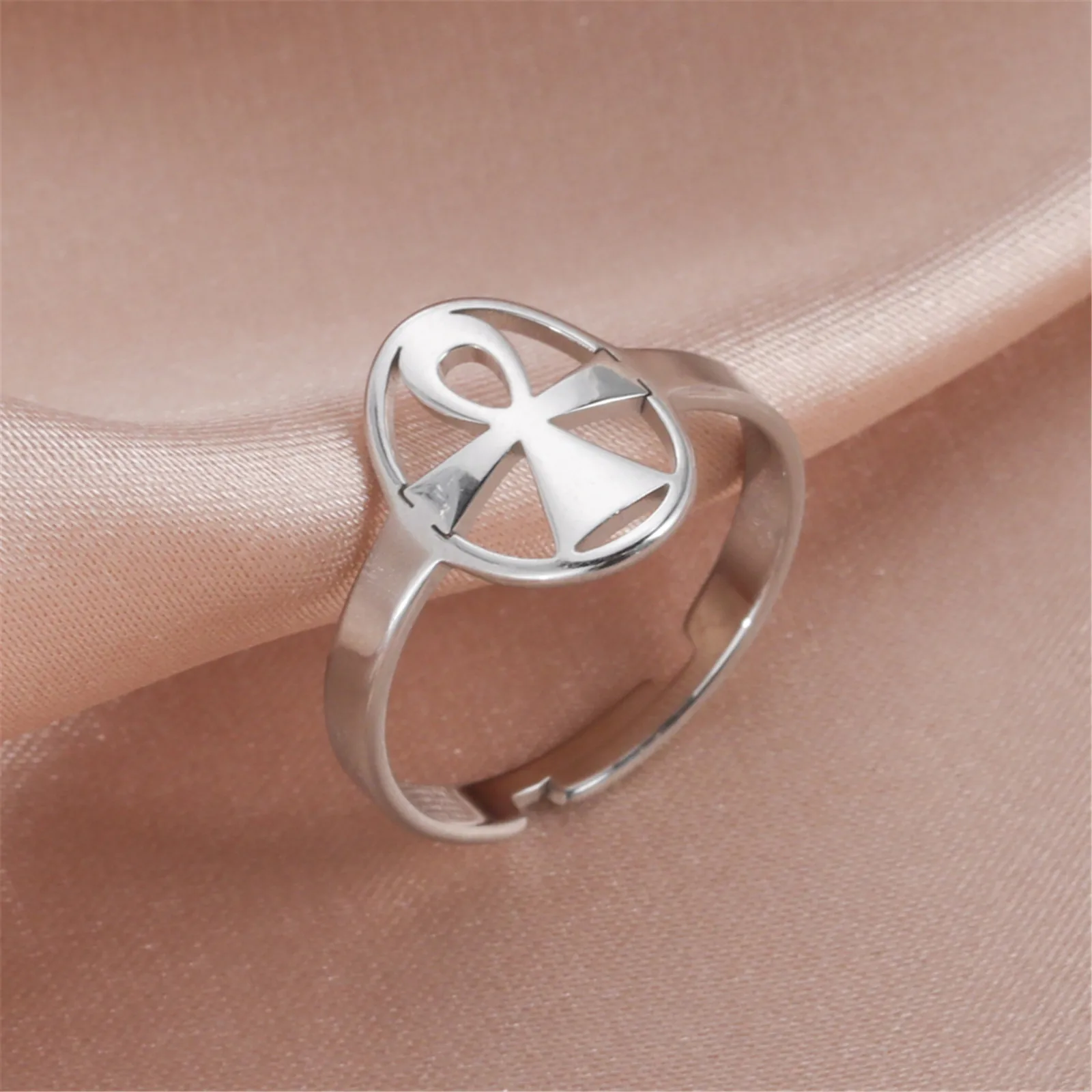 Skyrim Ägypten Ankh Kreuzring Edelstahl Goldfarbe Verstellbare offene Fingerringe 2026 Ägyptischer Schmuck Geschenk für Frauen Männer – Detail 16