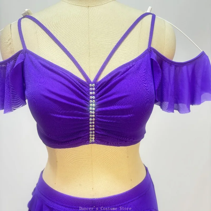 تخصيص بدلة الرقص الشرقي ممارسة DressHot الماس غزل الماء الدانتيل فستان طويل الإحساس أداء فستان مجموعة للنساء 2 قطعة