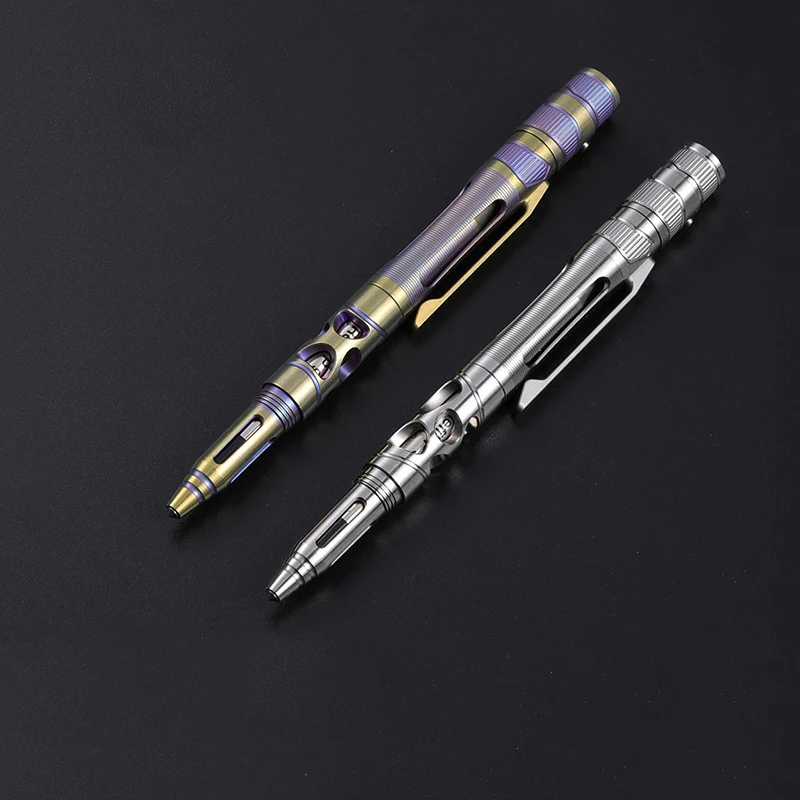 Outdoor Portable EDC Multi-function LED Light Titanium Alloy Tactical Pen Girl Car Breaking Bodyguard Tool