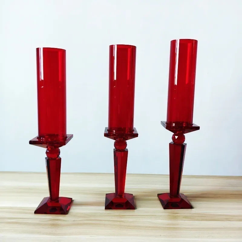 Elegant Crystal Candle Holder Set of 3 for Wedding Table Centerpiece Decor Single Head Colored Glass Candlestick Home