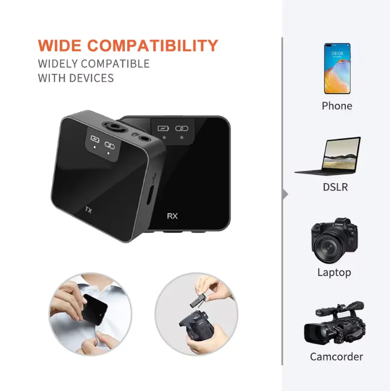 Hoogwaardig Spy Lavalier-microfoon Revers Draadloos microfoonsysteem Geschikt voor interviews en levensrecords