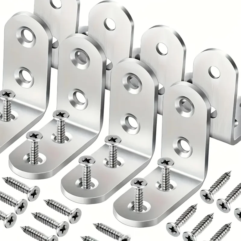 150pcs Stainless Steel L-Bracket Corner Set, Includes 30 Corner Codes And 120 Screws, Stainless Steel, 1.57X1.57 Inch 90 Degree