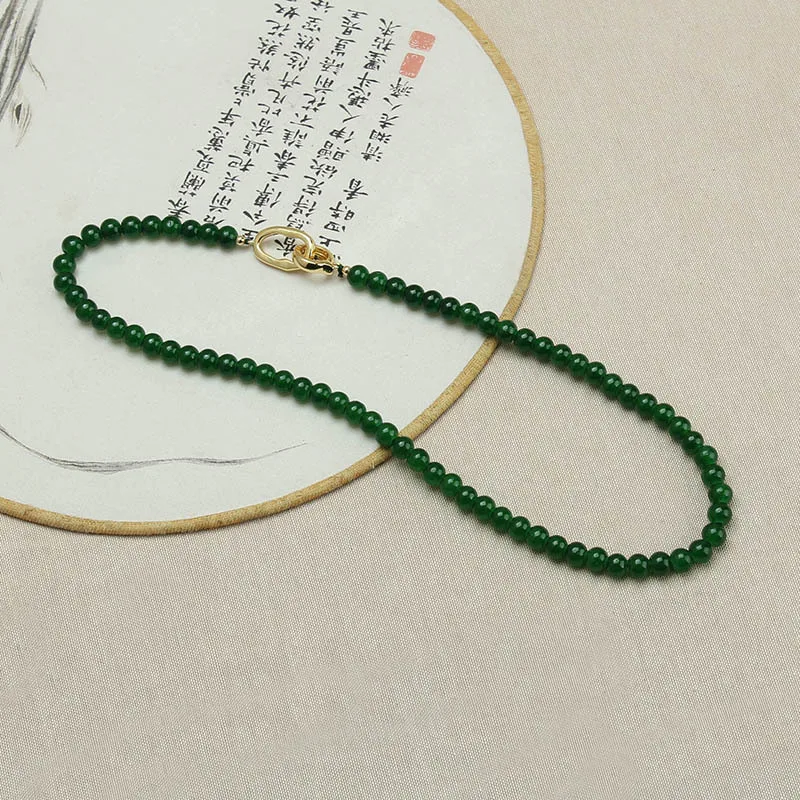 DIY accessories Retro French green beaded necklace accessories women's new Chinese style short neck chain simple versatile colla