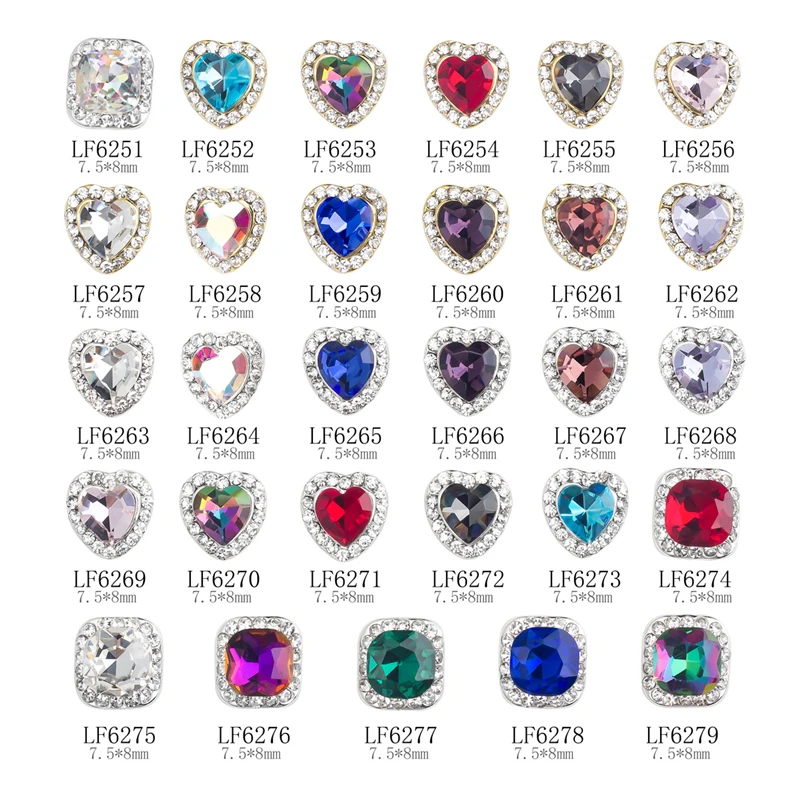 5PCS Jubel Herz Strass Nägel Kunst Dekoration Mode Runde Nagel Zubehör für Maniküre Design