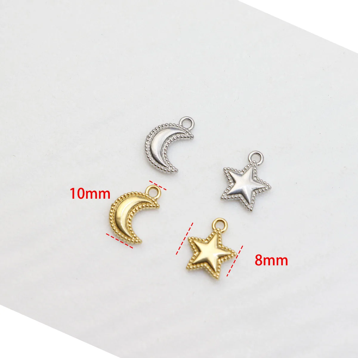 5pcs Casting Stainless Steel Star Moon Coin Charms Pendant DIY Handmaking Necklace Earrings Fashion Jewelry Accessory PVD Plate view 2