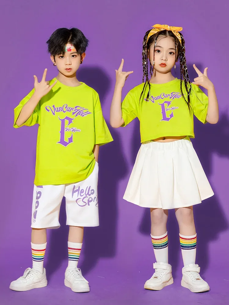 T-shirt et short Hip Hop pour enfants, vêtements de danse de rue, vêtements de danse, olympiques de salle de Rh, vêtements de danse jazz pour filles et garçons, mode