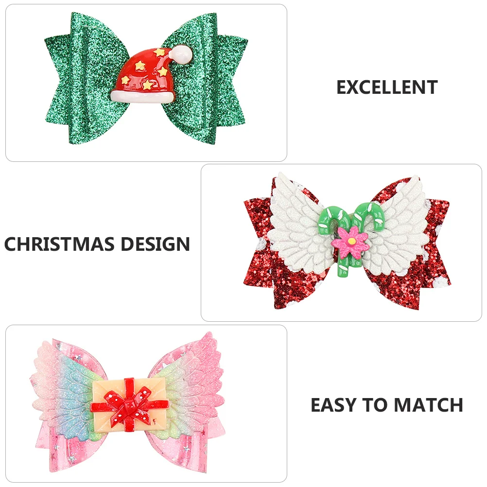 

9Pcs Christmas Hair Clips Set Glitter Bow Hairpins Mixed Styles Kids Xmas Party Hair Bow Accessories Christmas Hairpin