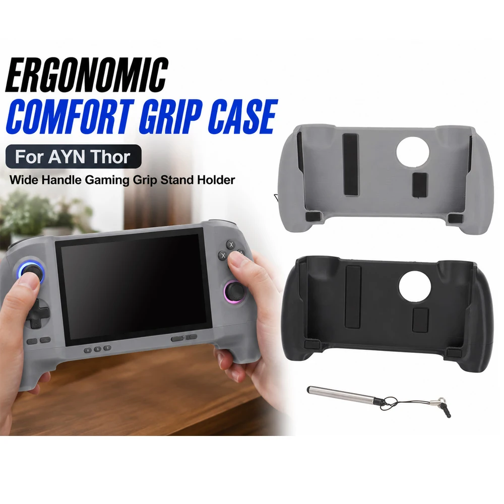 Für AYN Thor Ergonomische Komfortgriff-Hülle mit Stylus, breitem Griff und Gaming-Ständerhalterung