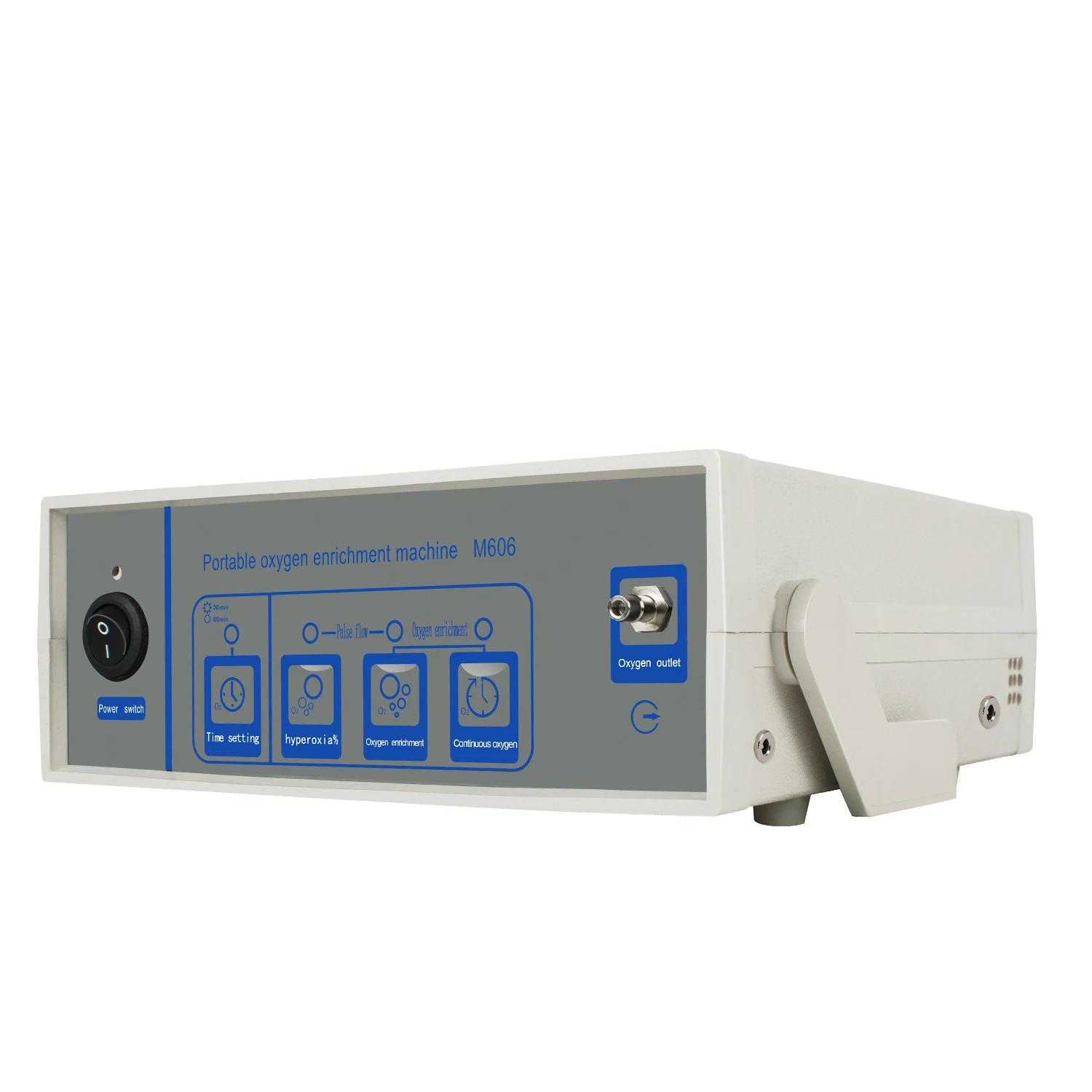 مكثف أكسجين نبضي ومستمر مع بطارية قابلة لإعادة الشحن وشاحن سيارة ، مولد ألياف رئوية