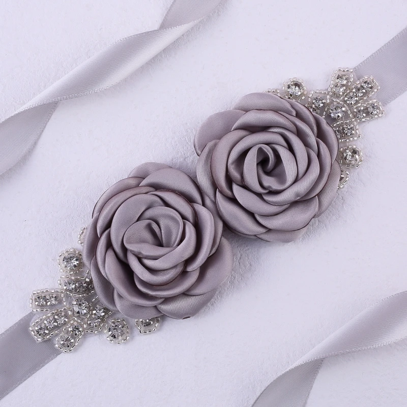 Wedding Party Dress Belt Rhinestone Stitching Rose Flower Bridal Wedding Waistband 270cm