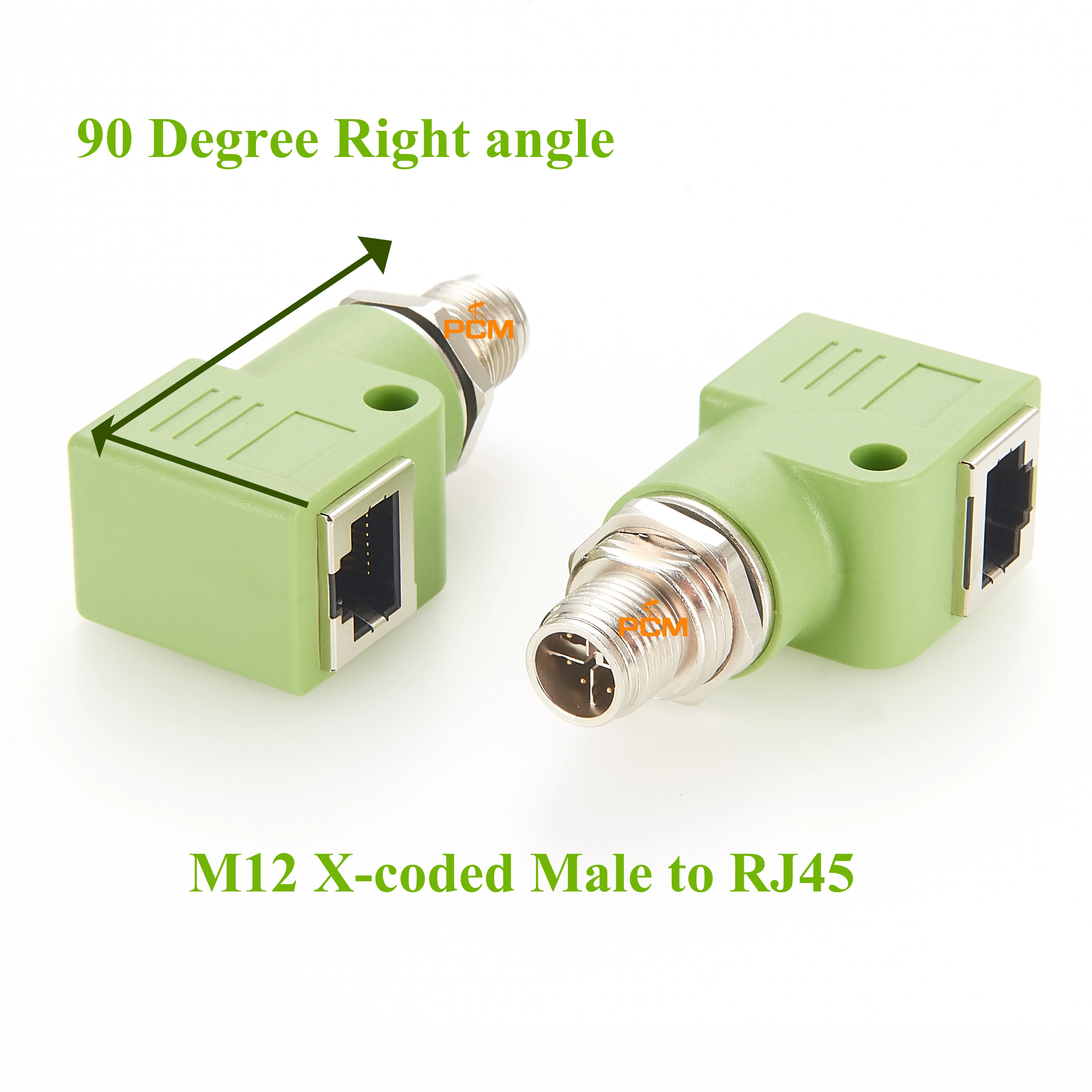 M12 Adapter X-coded 8 pin male to RJ45 jack Cat.5e with mounting hole 90° angled Industrial Ethernet Converter for Cognex Camera