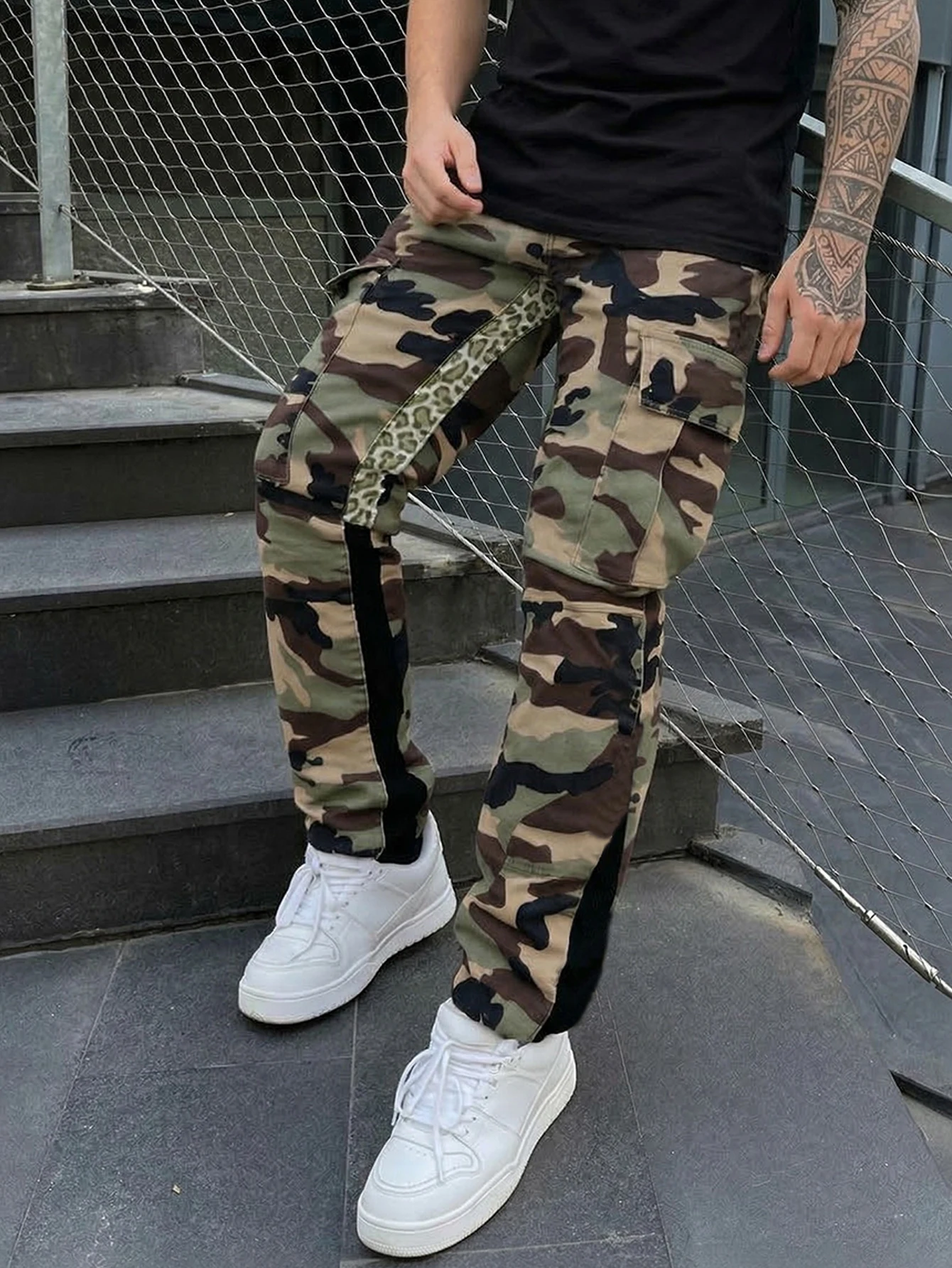 

Мужские простые повседневные брюки с камуфляжным принтом, длинные прямые брюки для выхода в свет, в подарок мужу, парню, модные облегающие брюки.