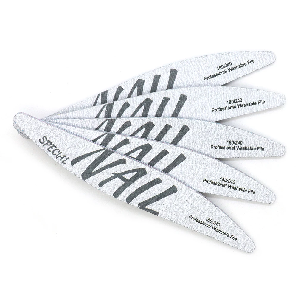 2/5/10 pezzi lima per unghie in carta vetrata grigia grana 180/240 lima lavabile professionale a forma di foglia di salice set di lime per manicure accessori per unghie