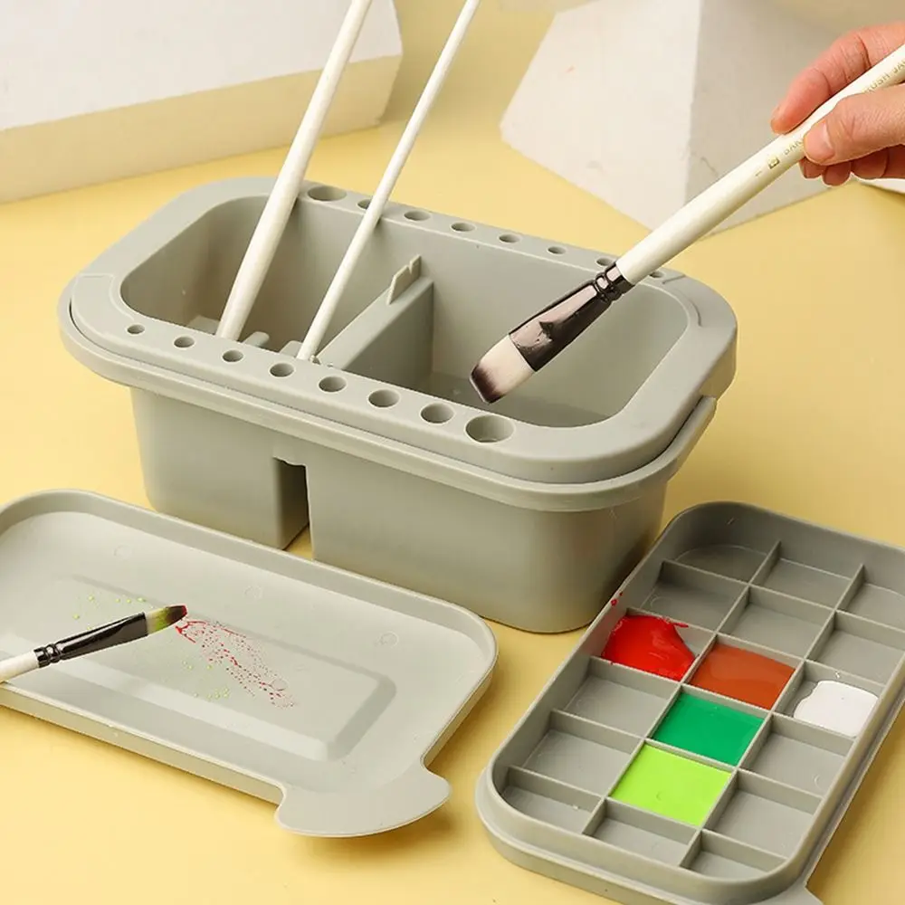 Handled Brush Washing Bucket Lidded Palette Trays Paint Brush Basin All-in-One Large Capacity Painting Brush Washer Art Supplies