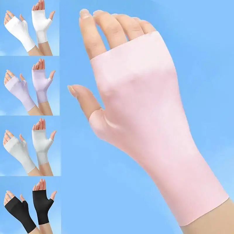 Sunscreen Fingerless Gloves Summer Gloves For Driving Half Finger Mittens UV Protection Breathable Gloves Cycling Driving