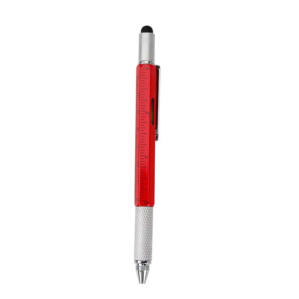 6In1 Handheld Screwdriver Ballpoint Pen Multi-function Tool Pen Level Scale Touch Screen Metal Ballpoint Pen Hand Tool