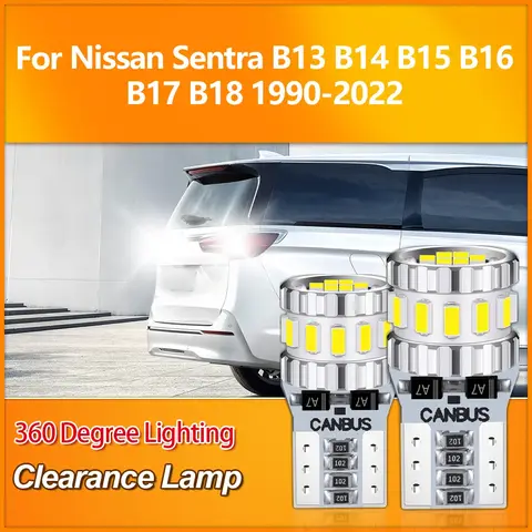 W5W T10 3400LM Super Bright Clearance Lamp 6000K 12V CSP Chip Small Light For Nissan Sentra B13 B14 B15 B16 B17 B18 1990-2022