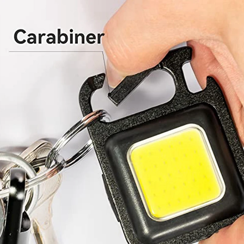 3 Pack LED COB Light Rechargeable Pocket Keychain Flashlights, Three Modles Brightness, Bottle Opener Replacement Accessories